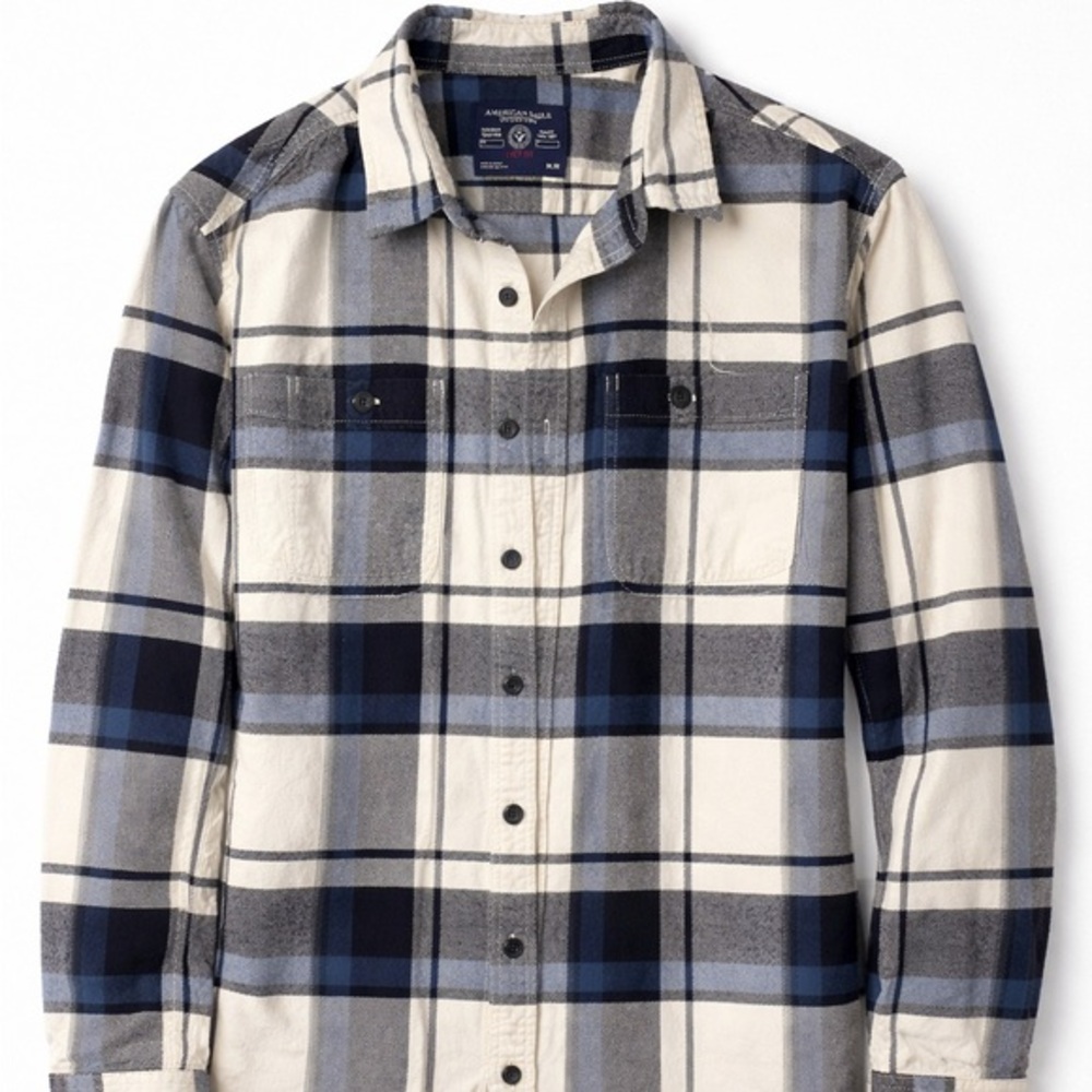 American Eagle Outfitters Plaid Button Down Shirt Prep Fit Medium
